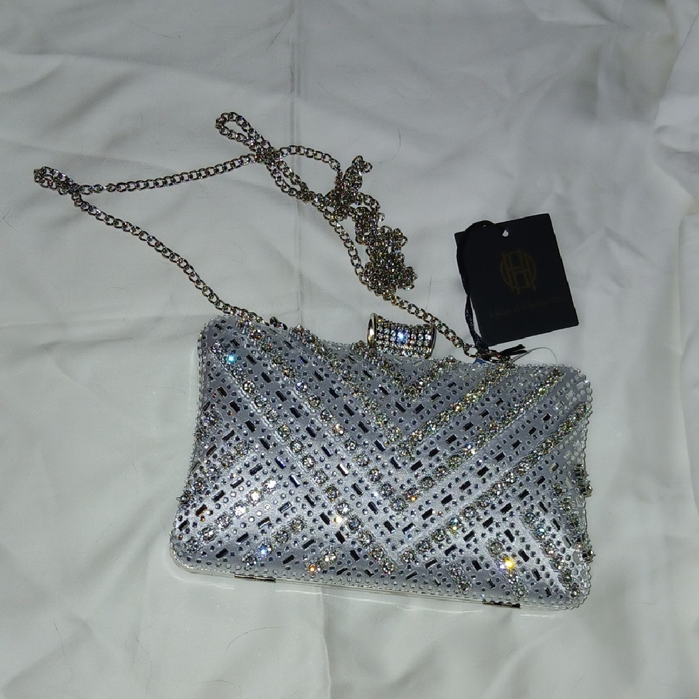 Elegant Silver Evening Clutch NEW WITH TAGS Glamorous Silver Bag